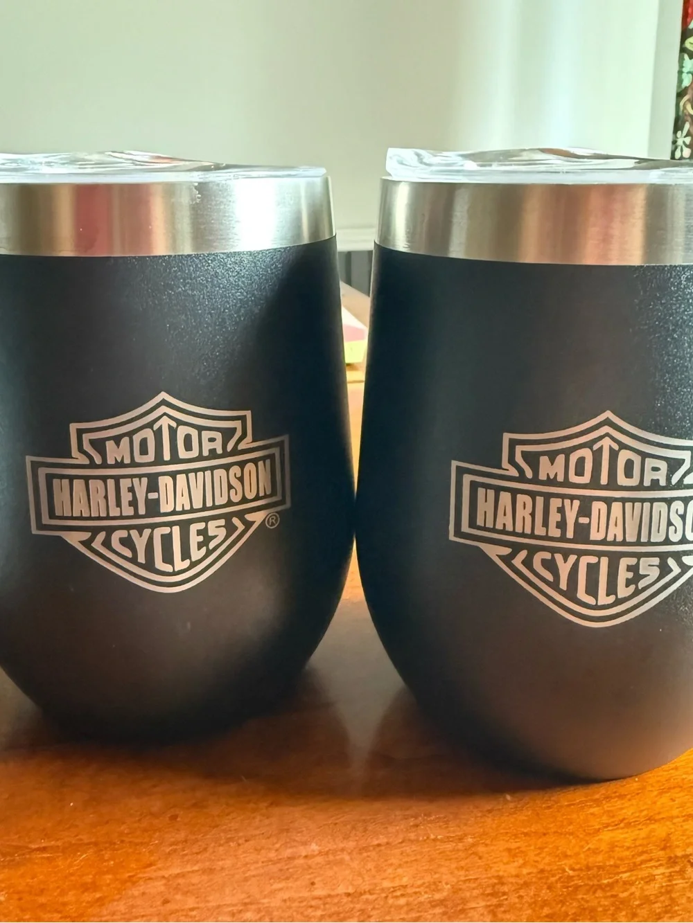 Harley-Davidson Black and Silver Stainless Steel Tumblers - Set of 2